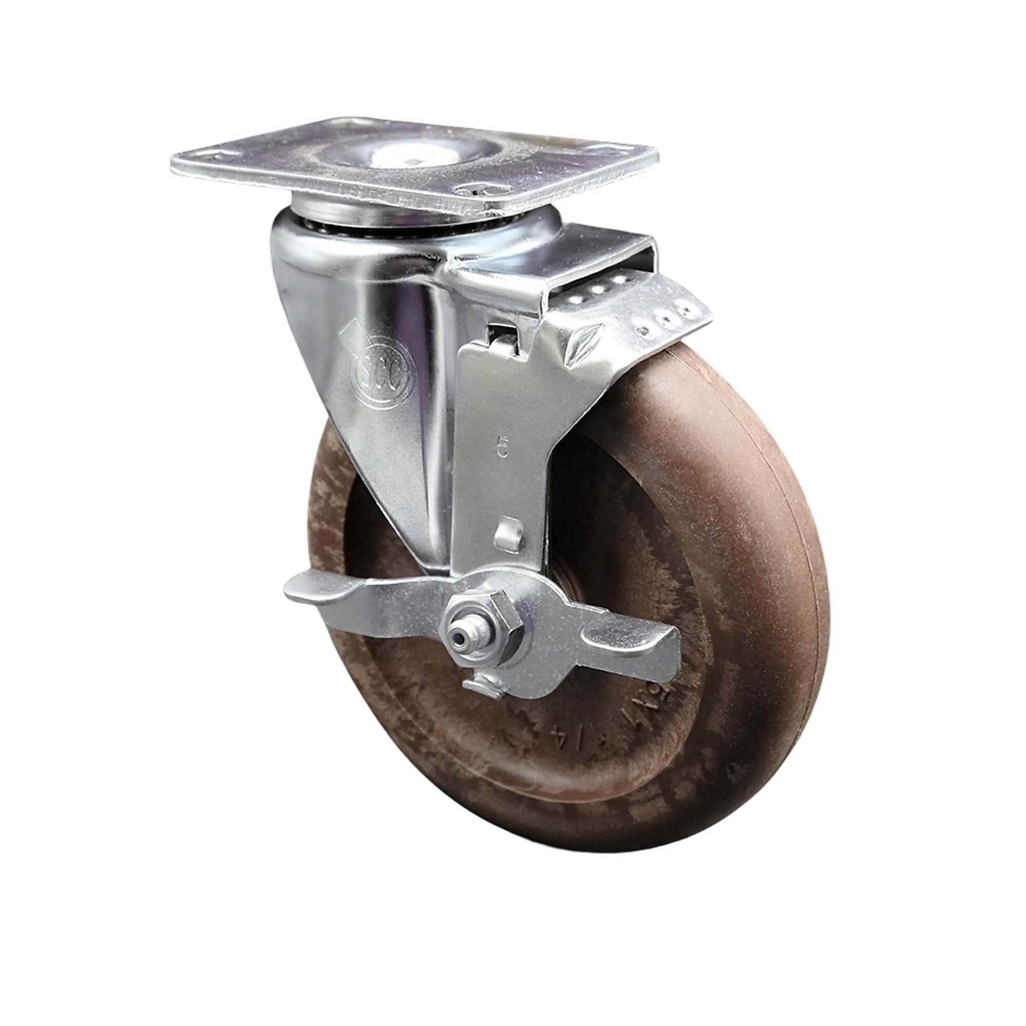 Service Caster, 5in. x 1 1/4in. Plate Caster, Wheel Diameter 5 in, Caster Type Swivel, Package (qty.) 1, Model# SCC-20S514-GFNSHT-TLB-TP3